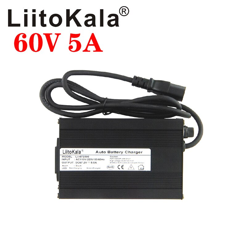 Liitokala 67.2V 5A Lader 60V 5A Li-Ion Lader 110V / 220V 50-60Hz Voor 16S 60V Lithium Batterij Snellader