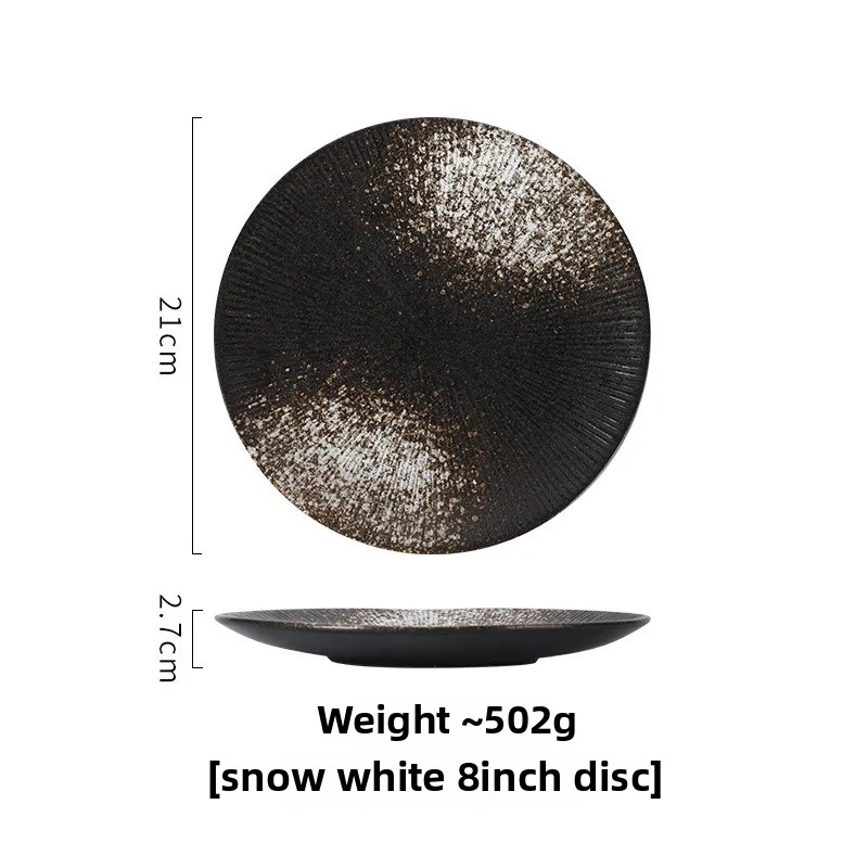 Einfacher runder Keramikteller Ich bin japanischen Stil, kreativer Steak-Essteller, Nudellinie, flaches Erzähler, westliches Restaurant-Geschirr: verrotten