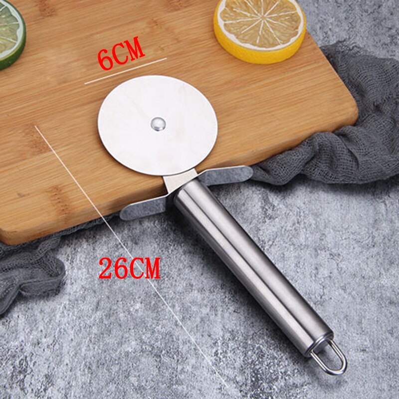 Grote Maat Rvs Pizza Cutter Dubbele Roller Mes Cutter Gebak Pasta Deeg Crimper Wiel Keuken Pizza Gereedschap: single wheel