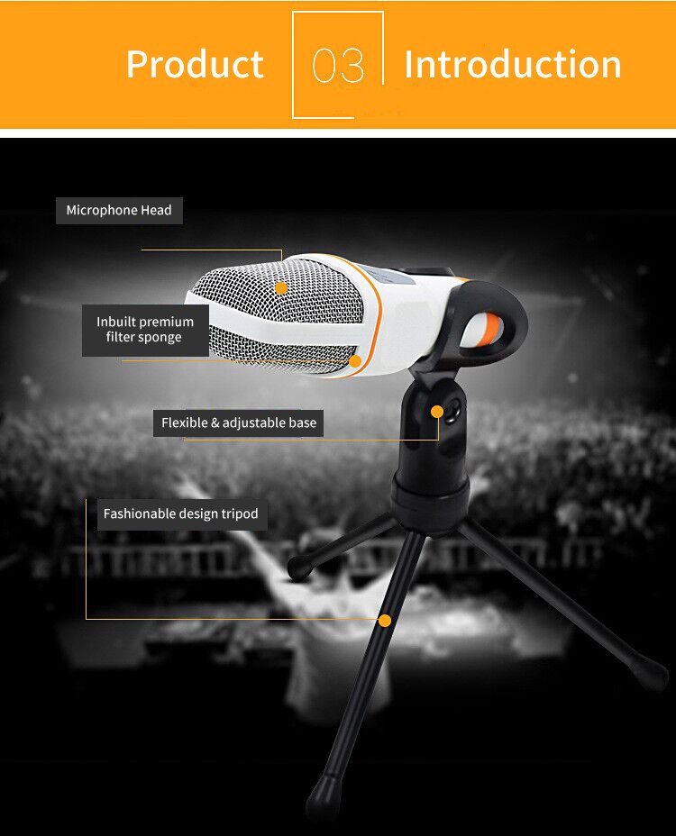 VOXLINK Condenser Microphone with 3.5mm Plug Home Stereo MIC Desktop Tripod For Skype Chatting PC Video Recording
