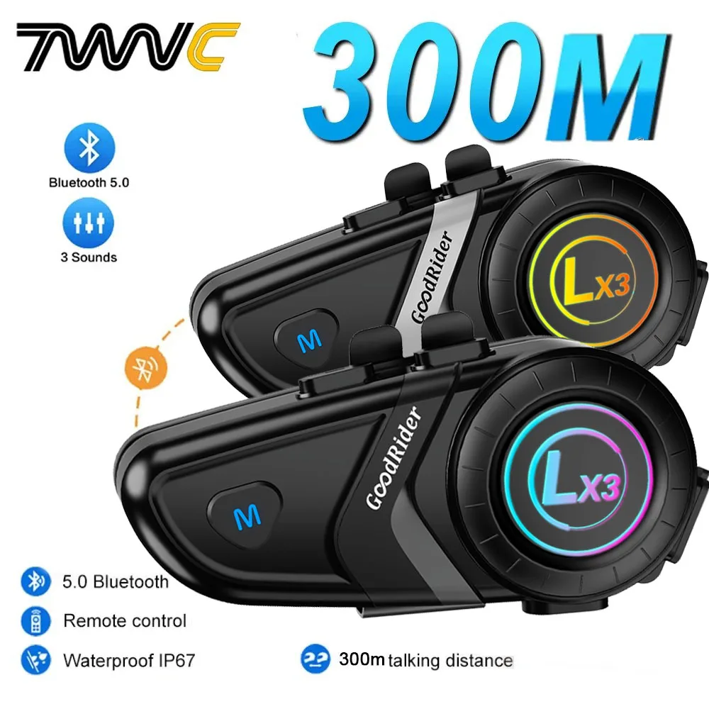 1/2x lx3 Bluetooth-Gegensprechanlage Motorrad Helm Bluetooth-Headset 2 Fahrer inter com unica dor Moto inter Telefon Headset kabellos BT 5,0