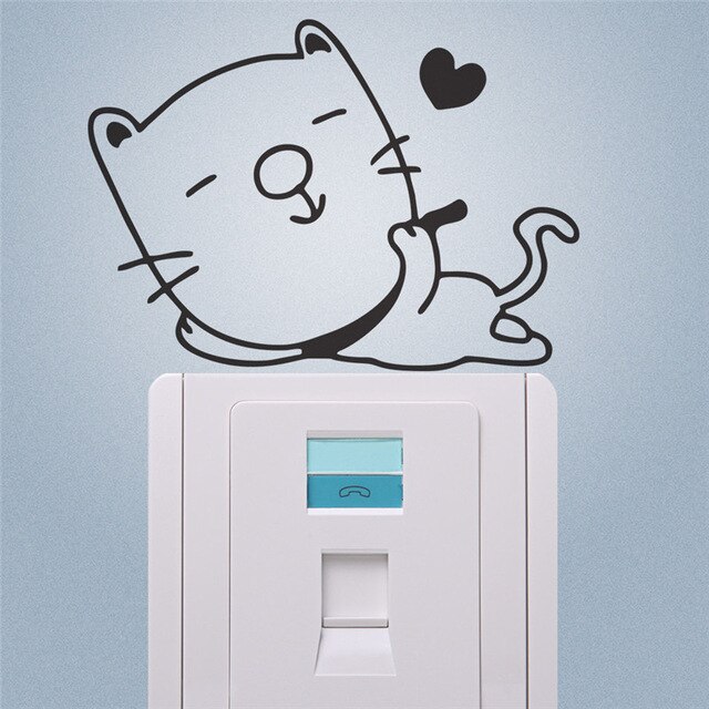 Cartoon Style cat Wall Decal Art Vinyl Stickers Wall Decals Home Decoration Removable Decor Wall Decals