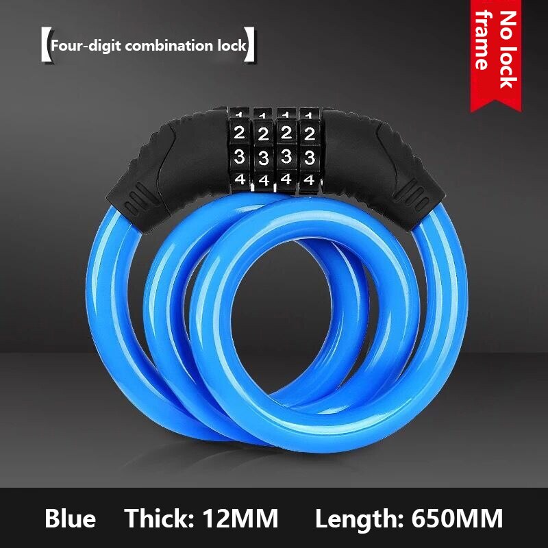 Candado antirrobo para bicicleta de montaña, candado de seguridad con combinación de código de 4 dígitos, accesorios para bicicletas: Azul