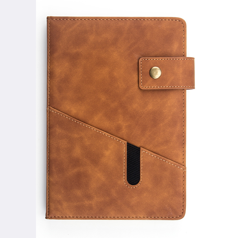 Buckle PU Soft Cover Notebook Daily Plan A5 Business Agenda Schedule Paper Personal Diary Notebook School Office Stationery: Brown