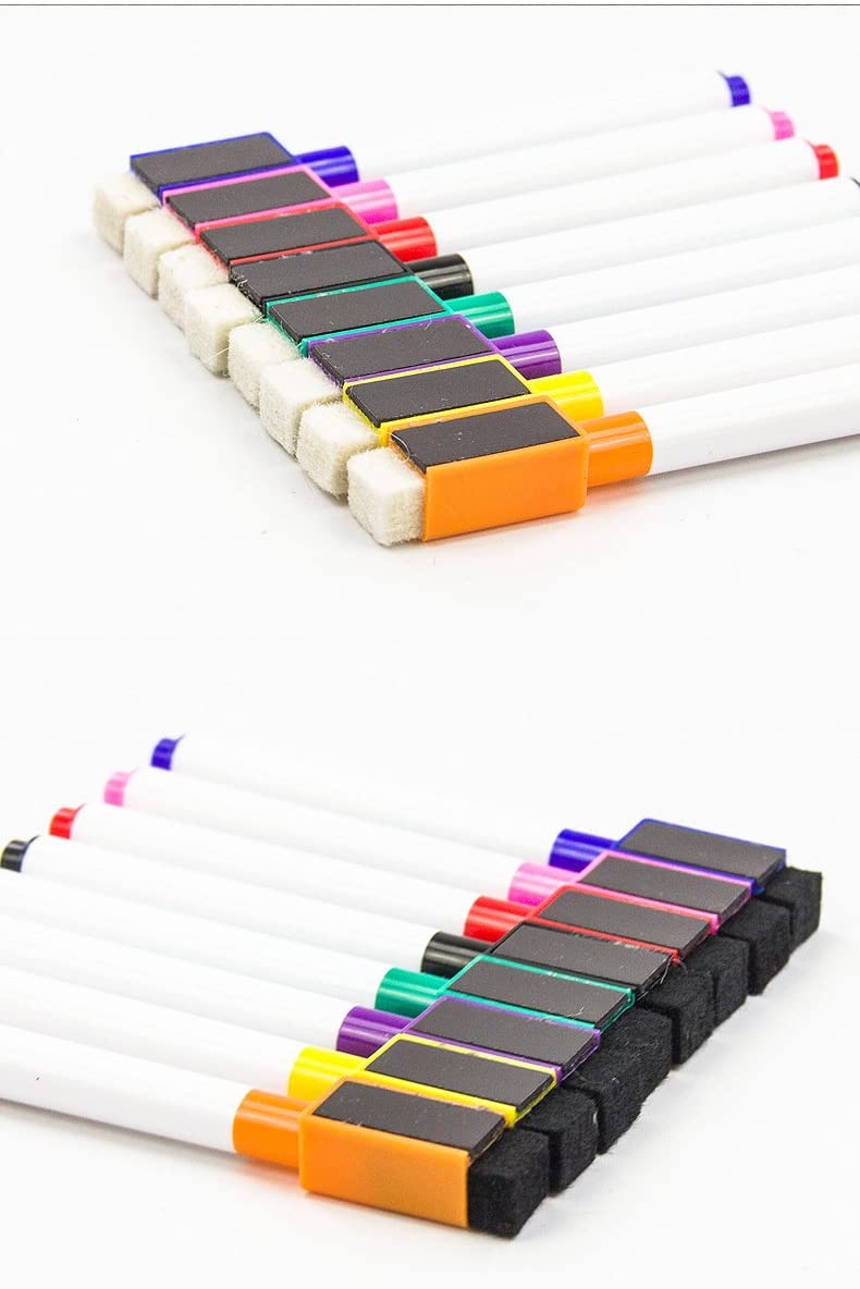 Rewritable Magnetic Dry Wipe White Board Markers Pens with Eraser Cap 4.4 in Mini Markers with Fine Tip for Classroom Office etc: Default Title