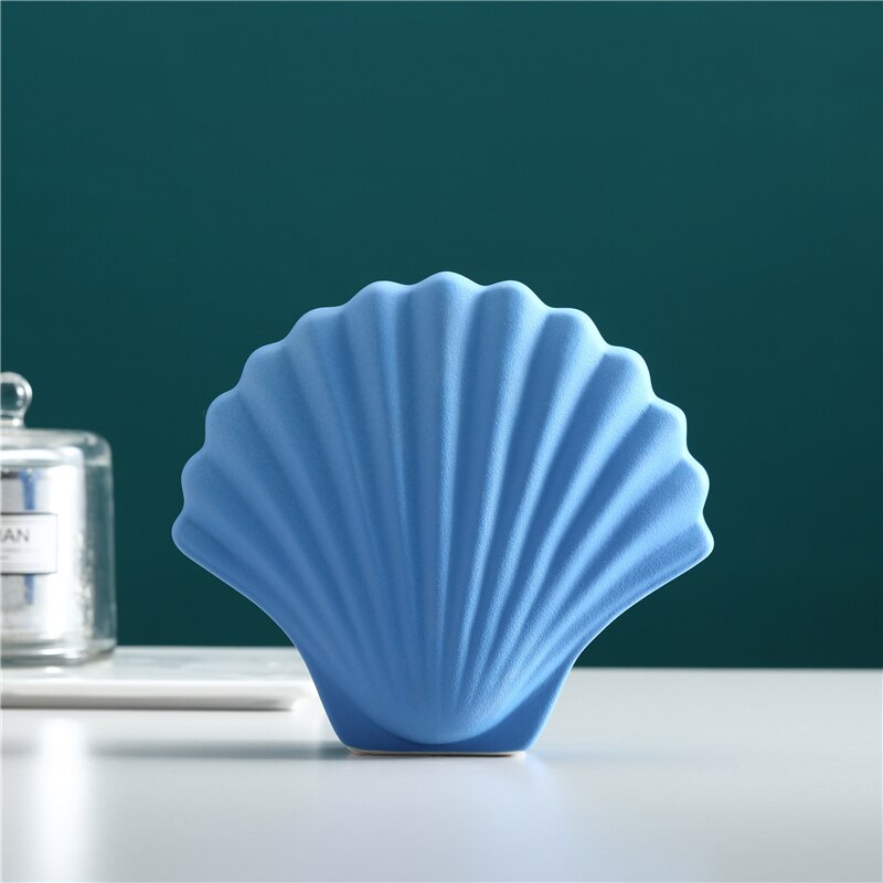Nordic ceramics vase shell Simulated animal Modern home decorations Flower arrangement Crafts ornaments wedding vases: Blue