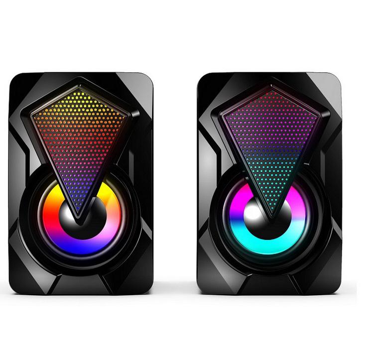 Computer Speakers Heavy Subwoofer X2 Colorful Lights Effect RGB Speaker Computer Stereo Multimedia USB Heavy Subwoofer: Default Title