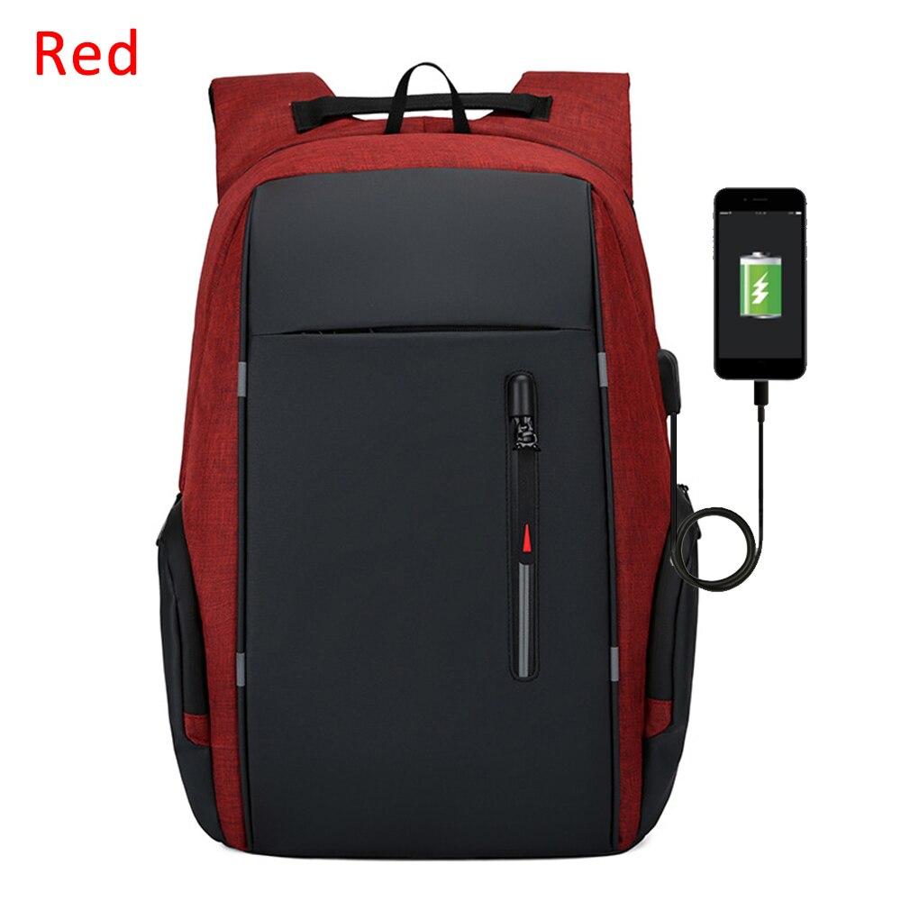 Heflashor Rugzak Mannen Usb Opladen Waterdicht 15.6 Inch Laptop Casual Oxford Mannelijke Zakelijke Tas Computer Notebook Rugzakken: red