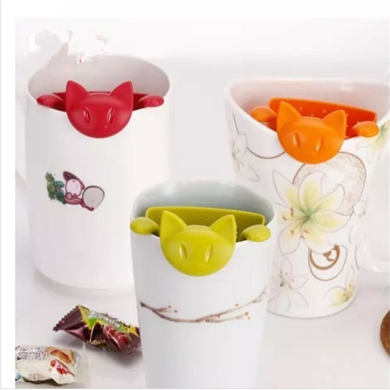 Cute Cat Tea Strainer Tea Infuser Food Grade Silicone Loose Leaf Mug Strainer Hanging On Cup Fun Cartoon Tea Accessorie