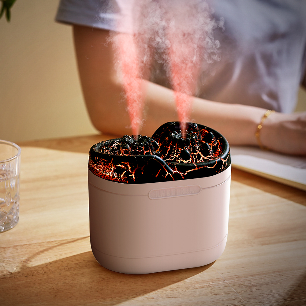 1200ml luftfugtere med stor kapacitet, usb, dobbelt vand, skrivebord, lydløs, dobbelt spray, husholdningsrum, kontor, tågeluftfugter