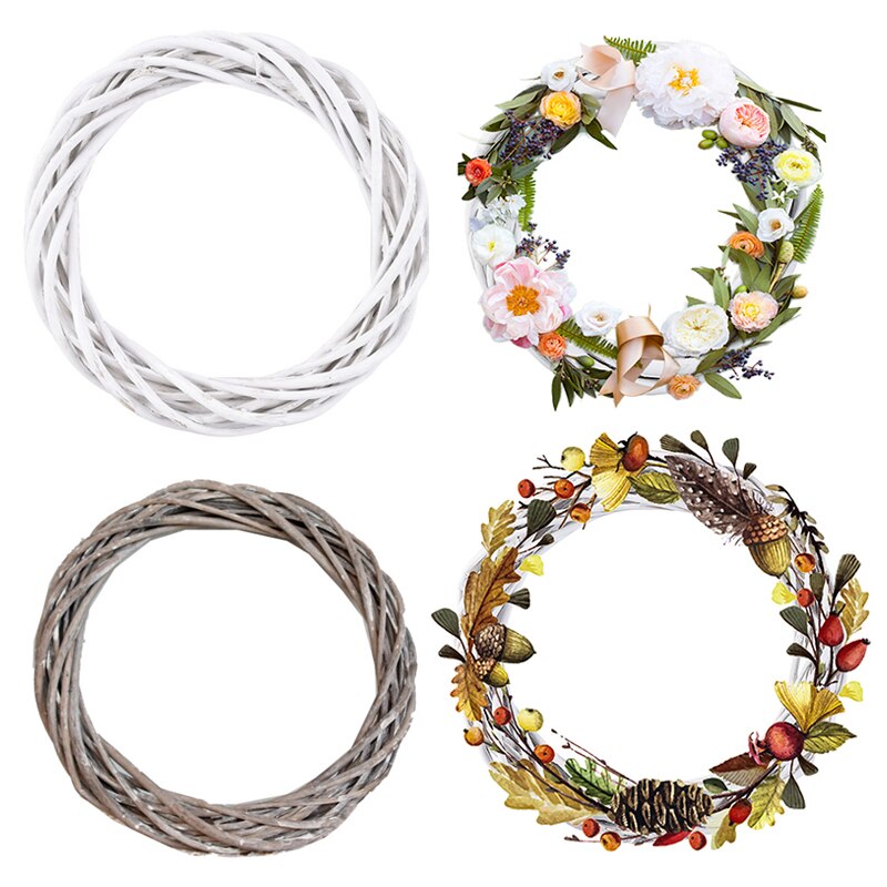 Couronne en osier et rotin de noël 10/15/20/25/30 CM, anneau de vigne, cercle Floral, ornements naturels, accessoires artisanaux bricolage