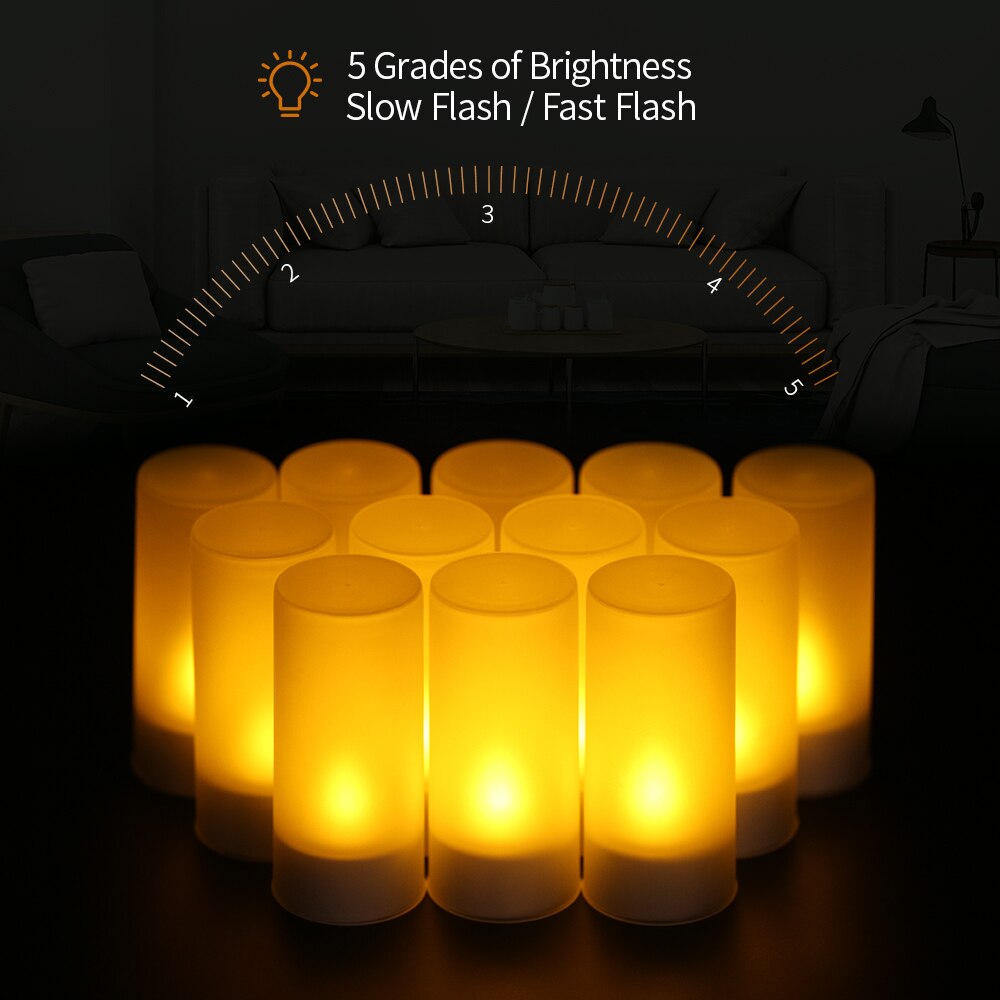 LED Kerzen USB Aufladbare LED Flackern Kerzen Flammenlose Kerzen mit Fernbedienung &Ampere; Ladung Basis LED Teelicht Kerzen