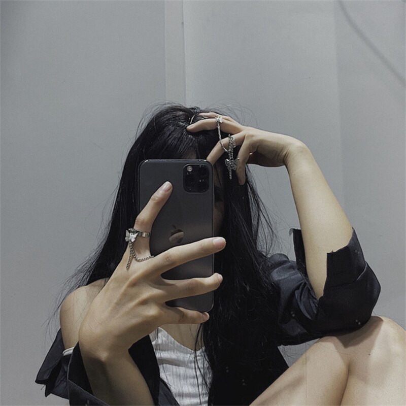 Hüfte-hüpfen-schmetterlings-kettenring-einstellen für Teenager-mädchen, verstellbarer Ring Ich bin Punk-stil, persönlichkeitsring, schmuck für frauen