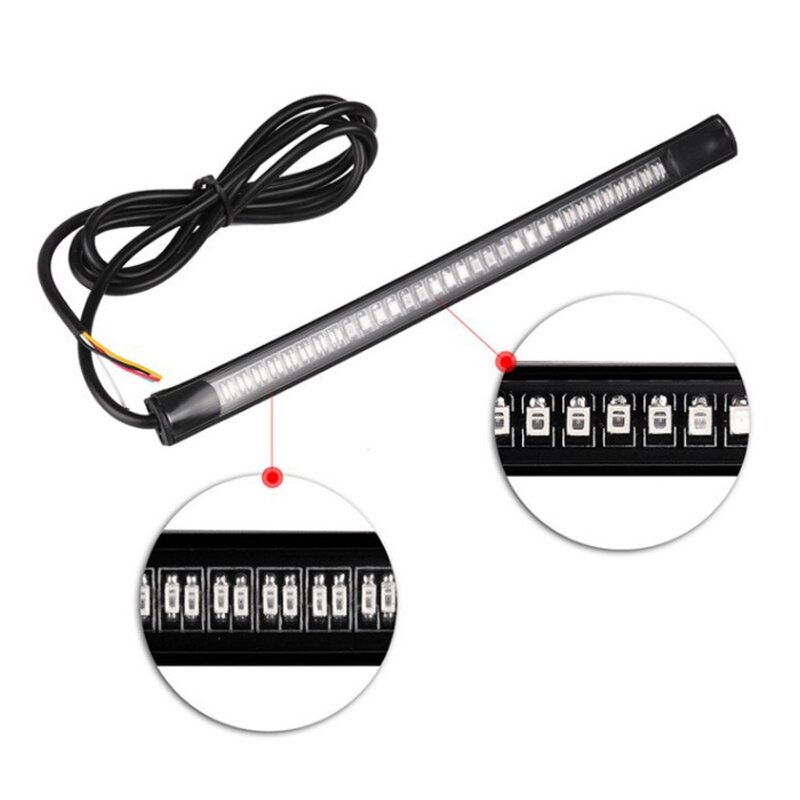 8 " motorcykel led baglygtestriber 48 led rød bremsebaglygte stop baglygte rav blinklys multifunktion vandtæt