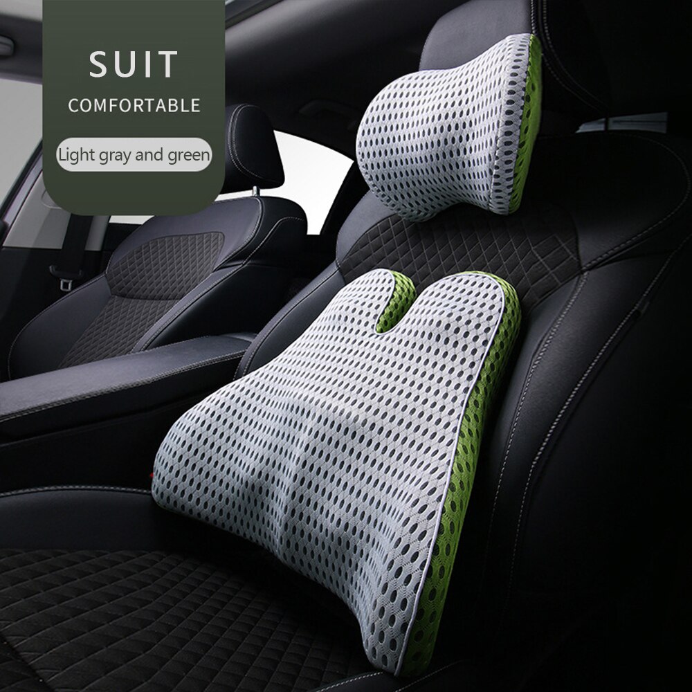 Reposacabezas de malla 4D para coche, almohada para el cuello, soporte Lumbar curvo para la espalda, transpirable, para el coche: 24