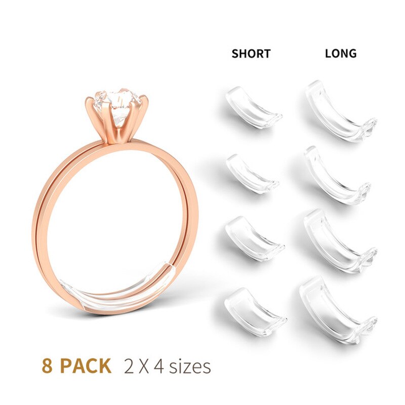8pcs/set Silicone Invisible Ring Size Adjuster Transparent Ring Adjuster Reducer Ring Sizer Fit Any Rings