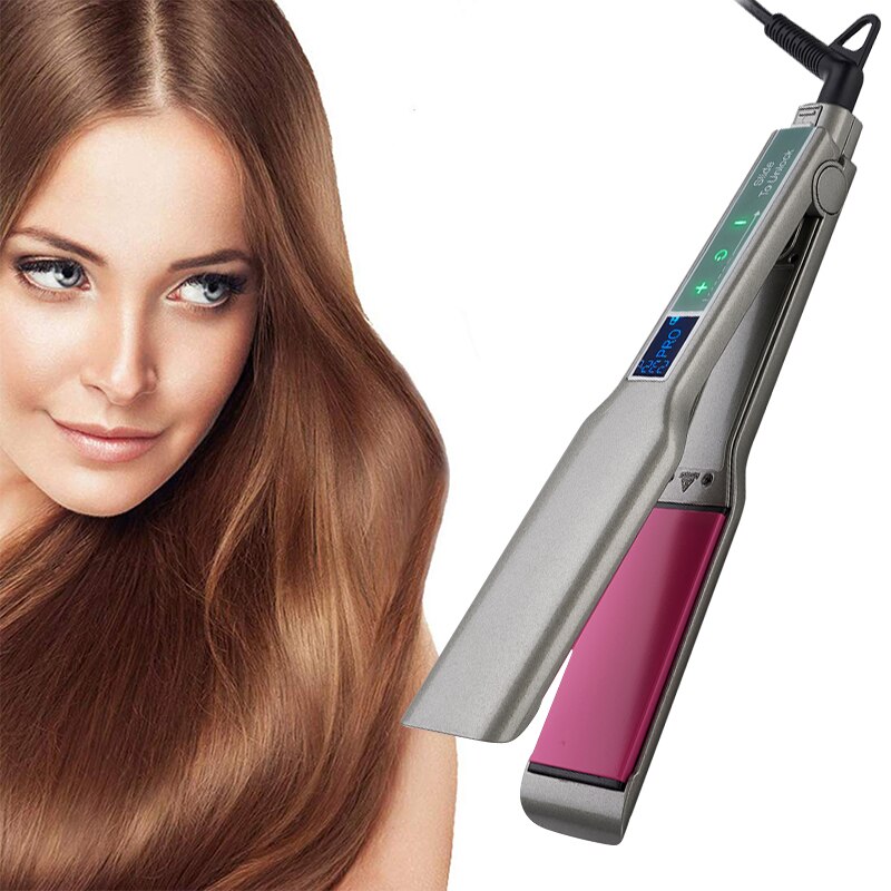 Lisseur de cheveux double tension, céramique titane, large plaque LCD, chauffage rapide, fer à cheveux plat flottant, outils de coiffure