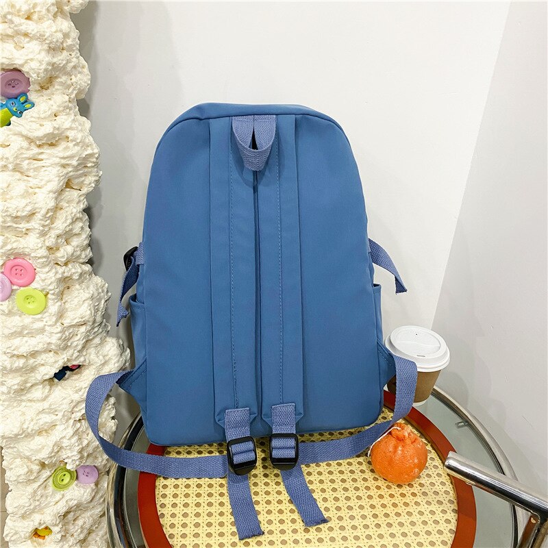 Est Multi Pocket Waterdichte Nylon Vrouwen Rugzak Grote Capaciteit Hoge Schooltas Cover Voorvak Gesp Rugzak Reistas