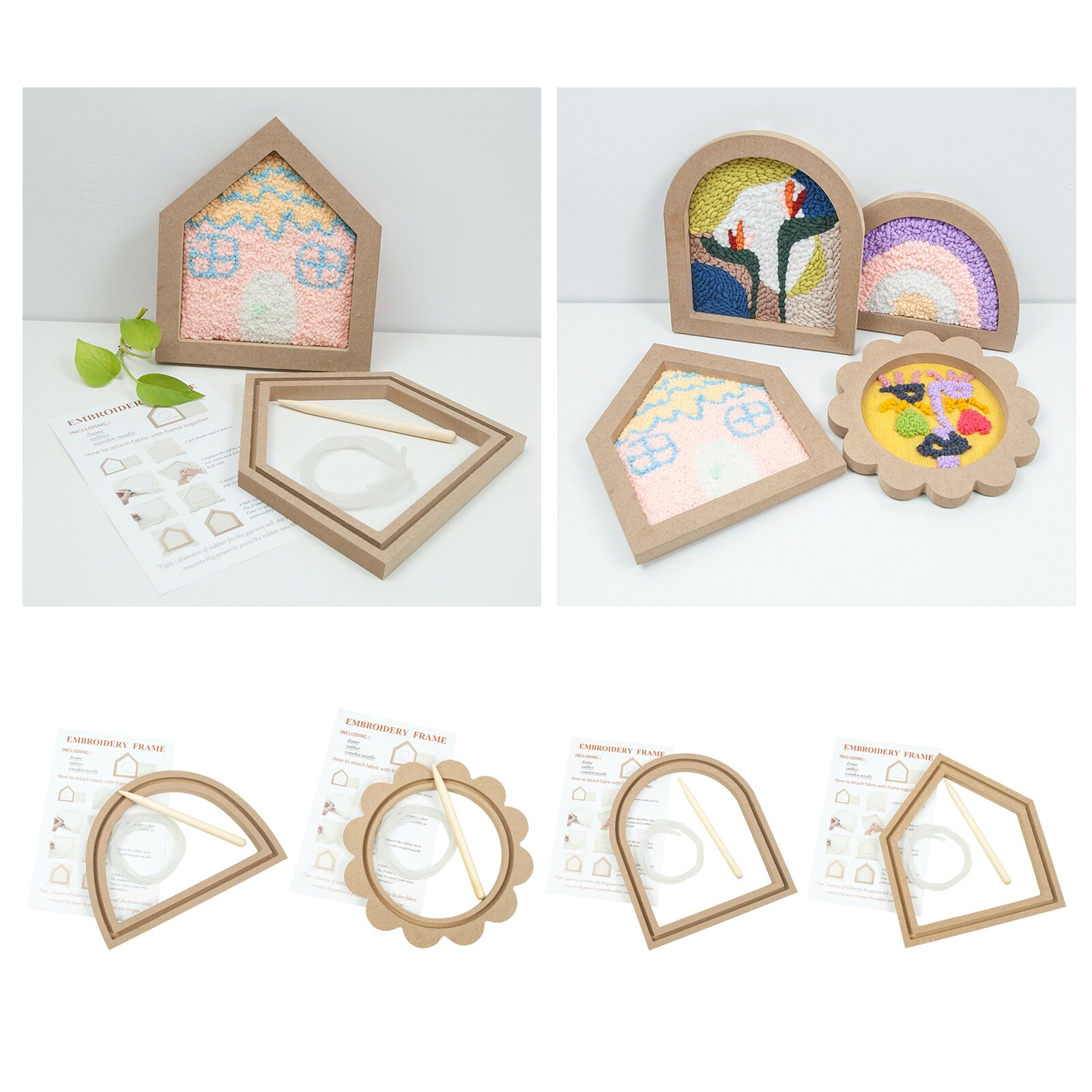 Wooden Embroidery Hoop Frame Sewing Stitching Set Handmade Cross Stitch Hoop Ring Kits for Arts Crafts Christmas