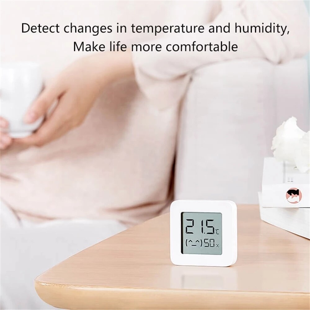 Termômetro digital xiaomi mijia bluetooth, tela de lcd inteligente, medidor de temperatura, umidade, aplicativo mijia