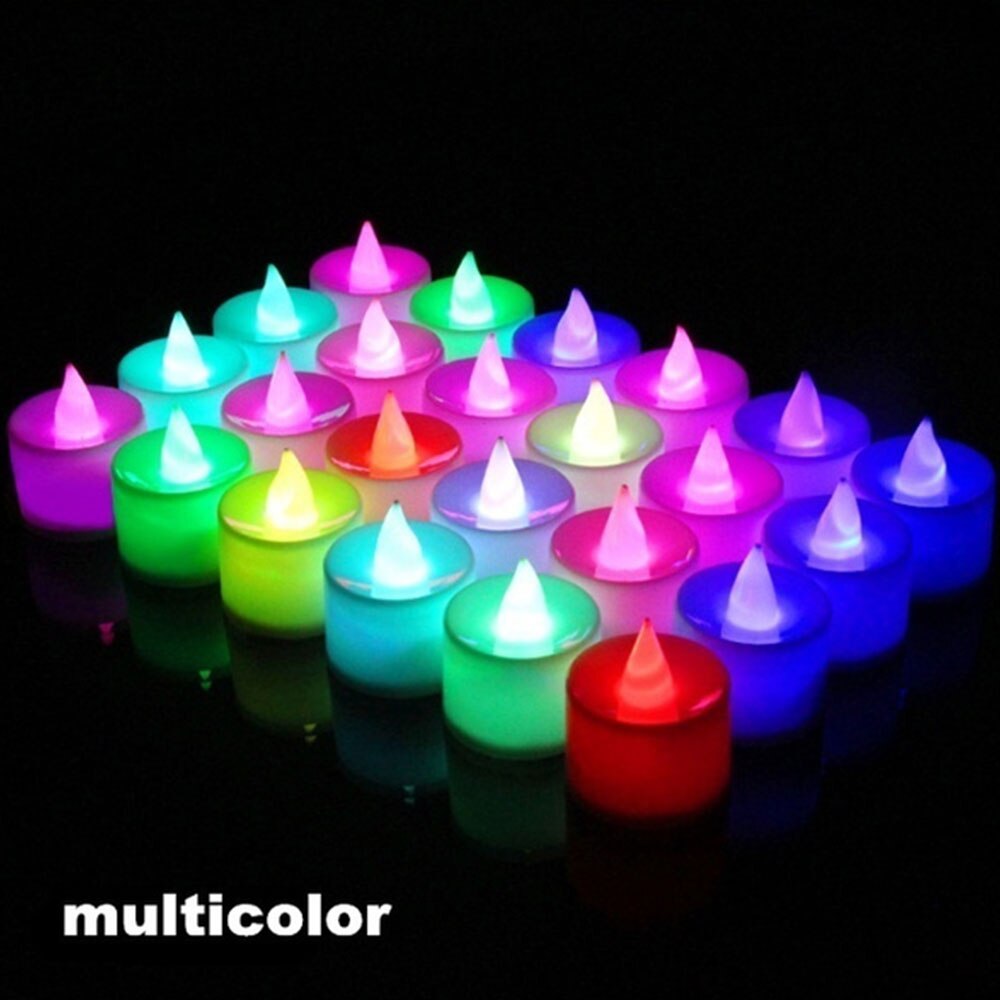 LED Tealight Candles Lamp Candles Light Votive Romantic Home Wedding Decor 7 Styles 3 Size Battery Best Smokeless: D2 colorful light