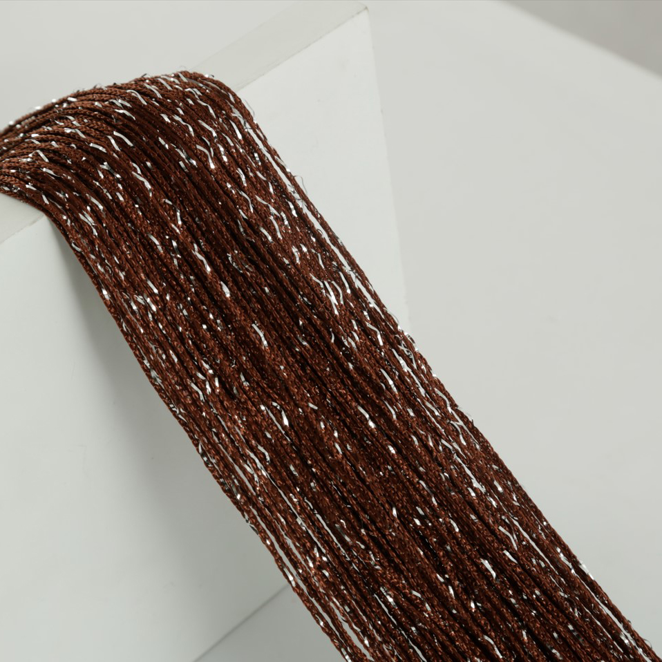 1 peça 100x200cm corda de glitter decorativa porta cortina contas divisória sala borla tecido poliéster painel janela 1x2m: Cáqui escuro