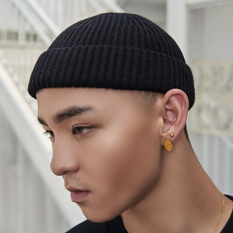 Gorro negro Unisex para hombre, sombreros tipo Beanie para mujer, gorra de Skullcap lisa de punto hip hop, sombrero de otoño para mujer