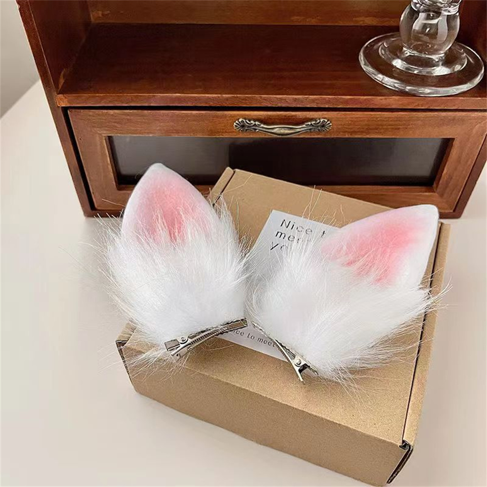 Pinzas para el pelo con Orejas de conejo de peluche para mujer y niña, horquillas largas y esponjosas de estilo japonés, accesorios para el cabello de conejito para de Cosplay, 2 uds.: Gris