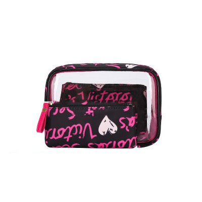 Women Bag Letter Pvc Cosmetic Bag Three-Piece Outdoor Travel Waterproof Wash Bag Transparent Bag: 5