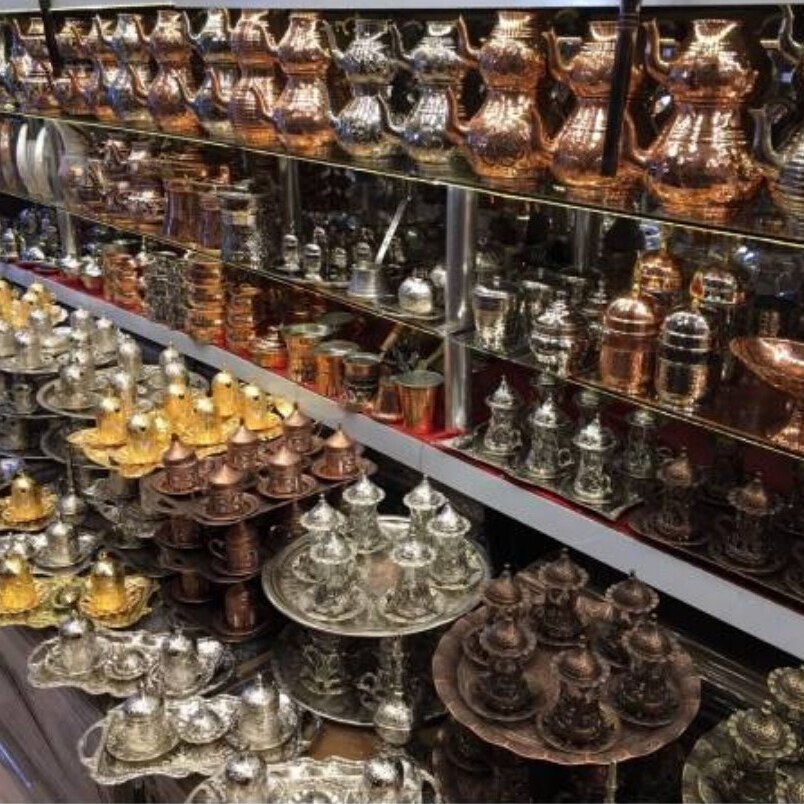 2 set - 9 pieces copper turkish tea coffee espresso cups set anatolian arabic coffee cup set ottoman tea sets