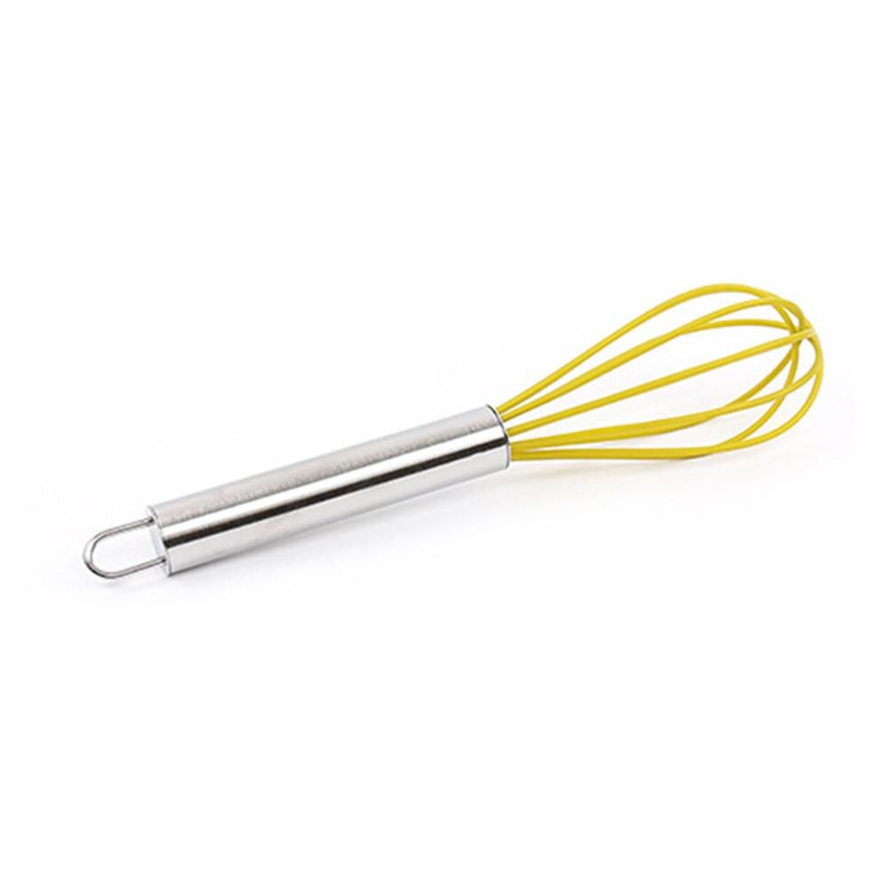 Mini batidor de silicona multifuncional rotatorio batidor Manual para huevos, herramienta para hornear de acero inoxidable, agitador de huevos, utensilios de cocina: Yellow