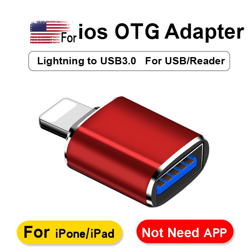 OTG Card Reader to Camera Adapter 3.0 for Lightning USB Cable Converter Electric Piano MIDI Keyboard for iphone 7 8 ios 13 ipad: ip13-Red