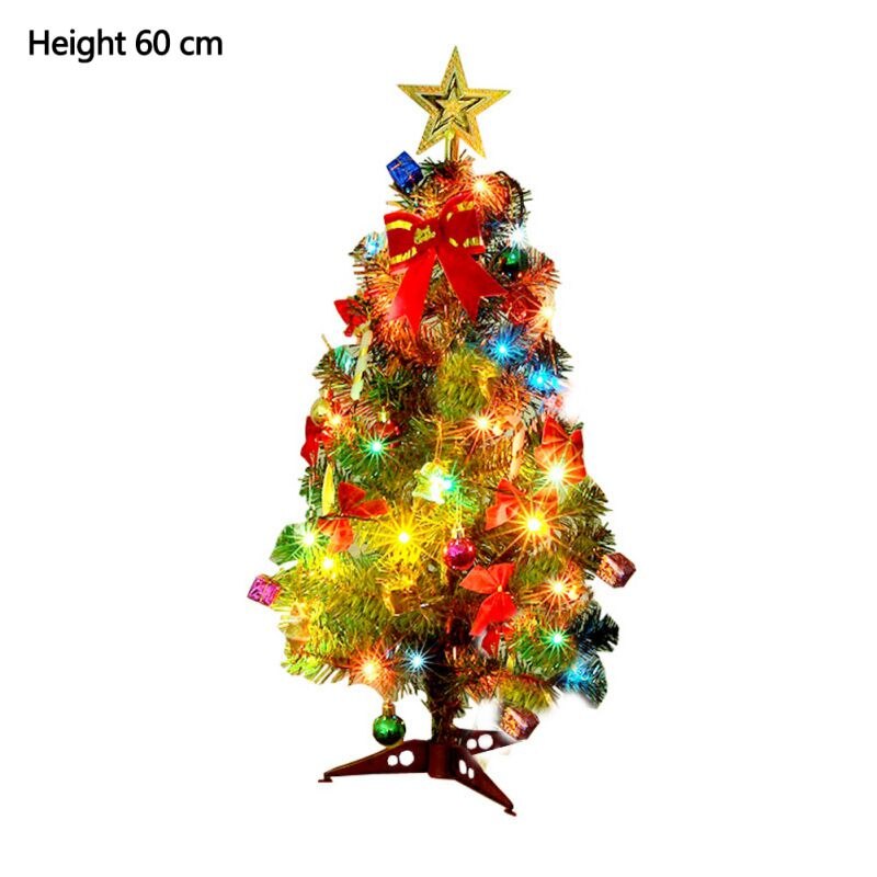 Mini Christmas Tree LED Artificial Christmas Tree and Pine Cone Small Fruit Star Ornament String Light Christmas Decoration: 60CM