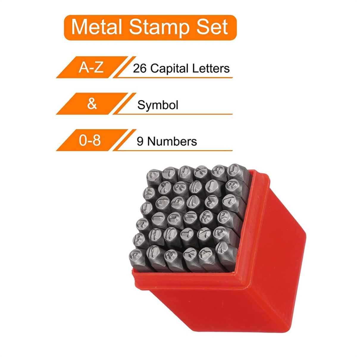 A04R-36Pcs 1/8IN (3mm) Number and Lower Case Letter Stamp Set, A-Z, & 0-9 Punch Press Tool for Metal Plastic Wood Leather