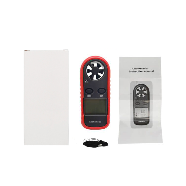2 in 1 Mini Anemometer Portable Anemometro Thermometer Wind Speed Gauge Meter Windmeter 30m/s LCD Digital Hand-held Anemometer: With box