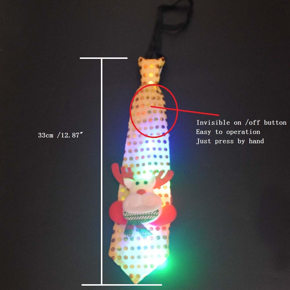 Led blinkande glödande julslips träd nyhet slips röd jultomte snögubbe jultomte älg halsslips för festival