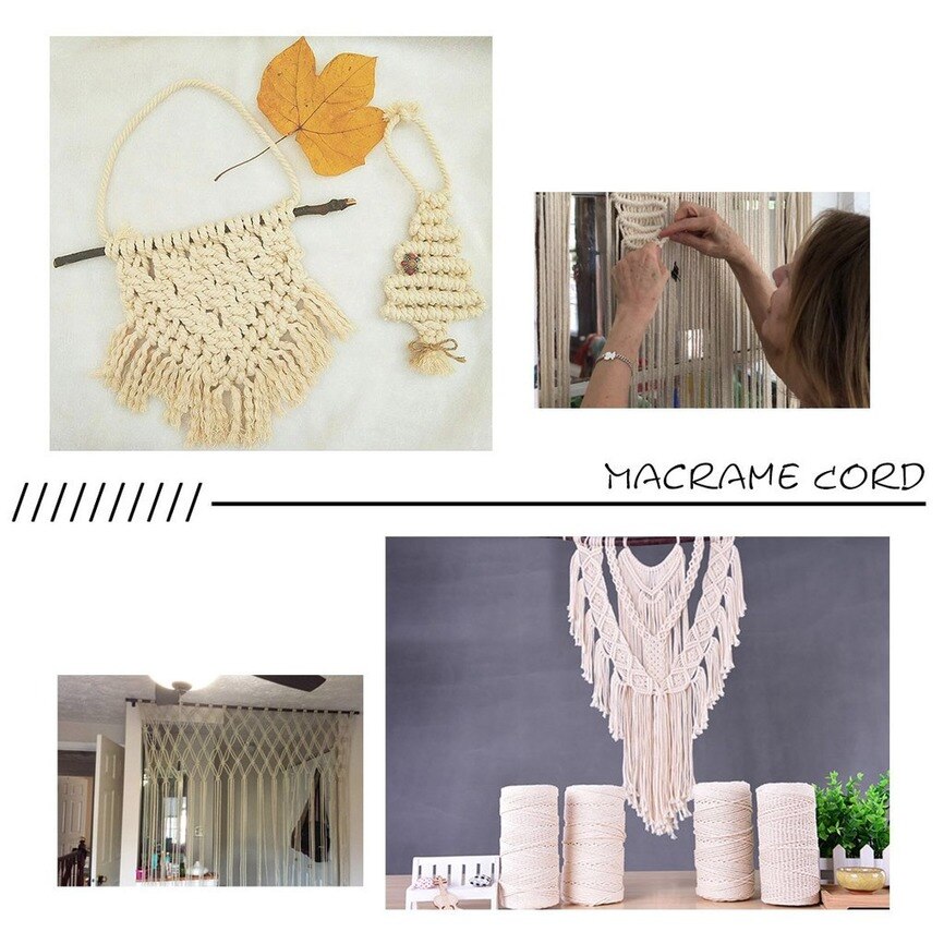 Natuurlijke Katoen Macrame Touw Koord 3Mm 109 Yard 100% Natuurlijke Katoen Muur Opknoping Plant Hanger Craft Maken Breien Koord touw