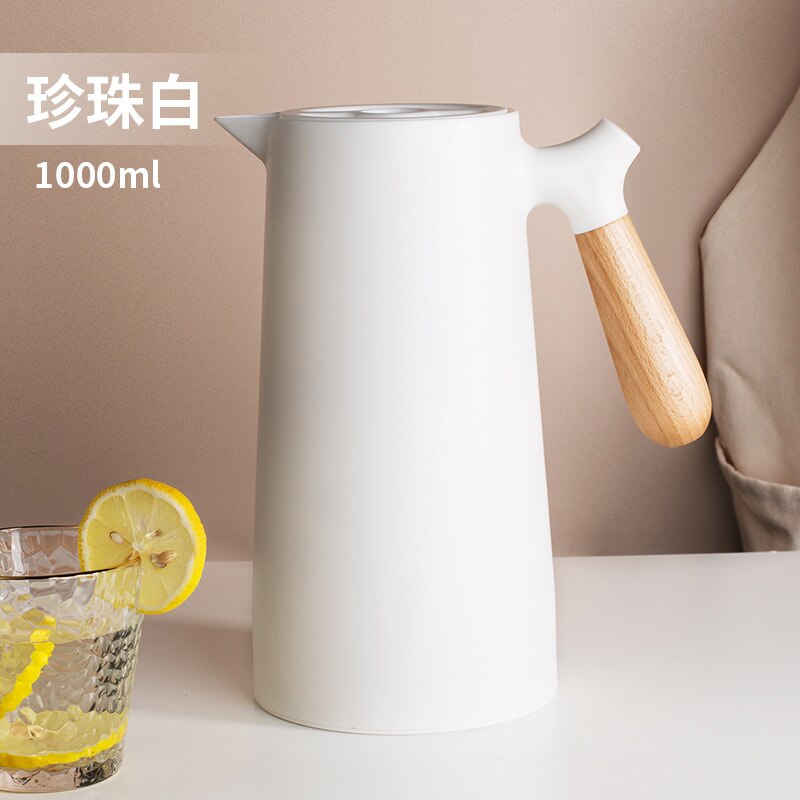 Nuovo Thermos per uso domestico in stile minimalista nordico Thermos per rivestimento in vetro forniture per cucina giapponese doppio Thermos da 1L caffettiera: white