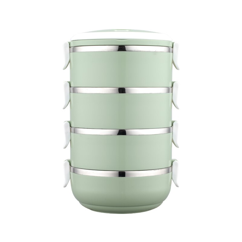 Tiffin box stainless steel lunch box Bento Box combination container for food thermal insulation: Green 4 layers