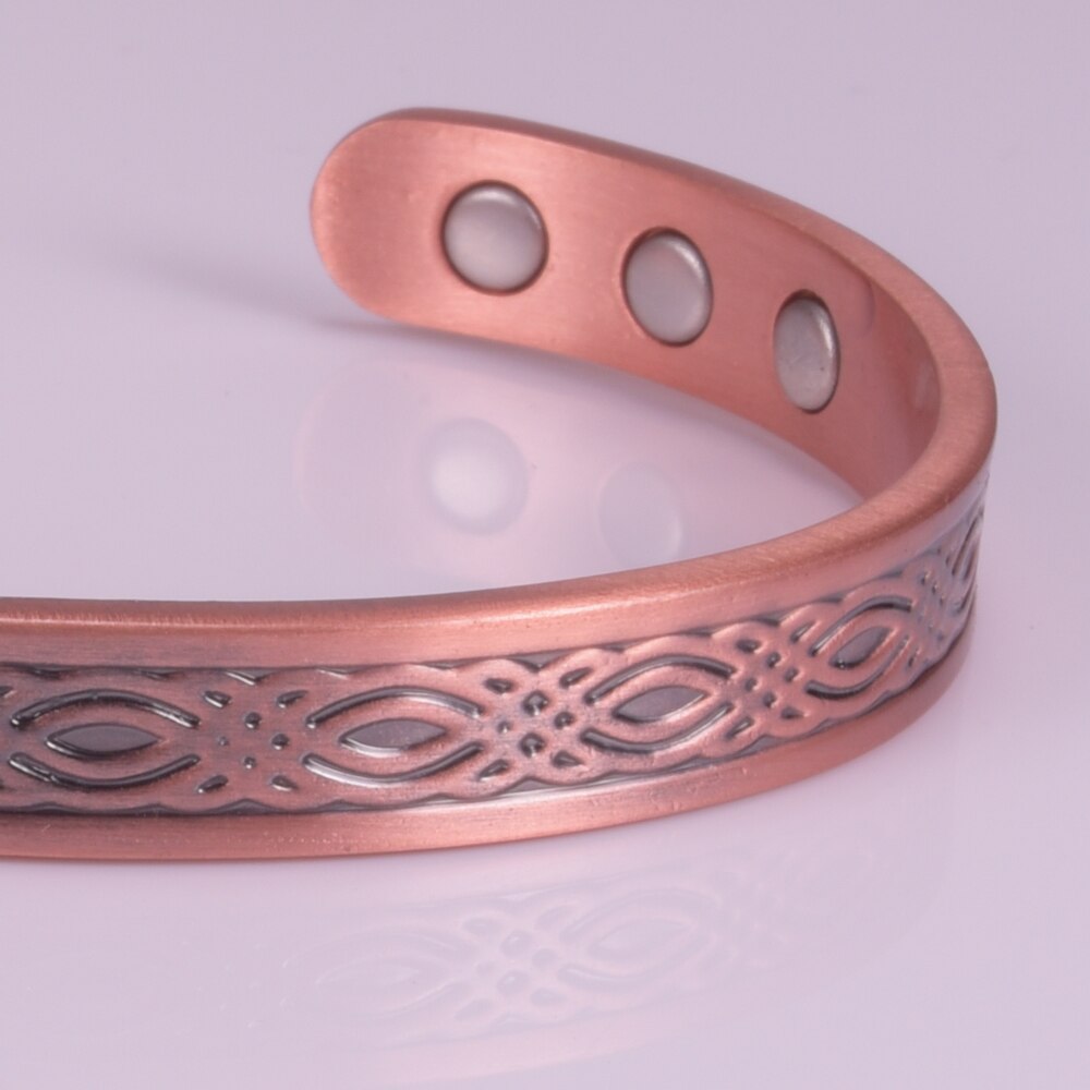 Bracelet magnétique en cuivre véritable pour femmes, ajustable, Vintage, Viking, en cuivre pur, manchette magnétique