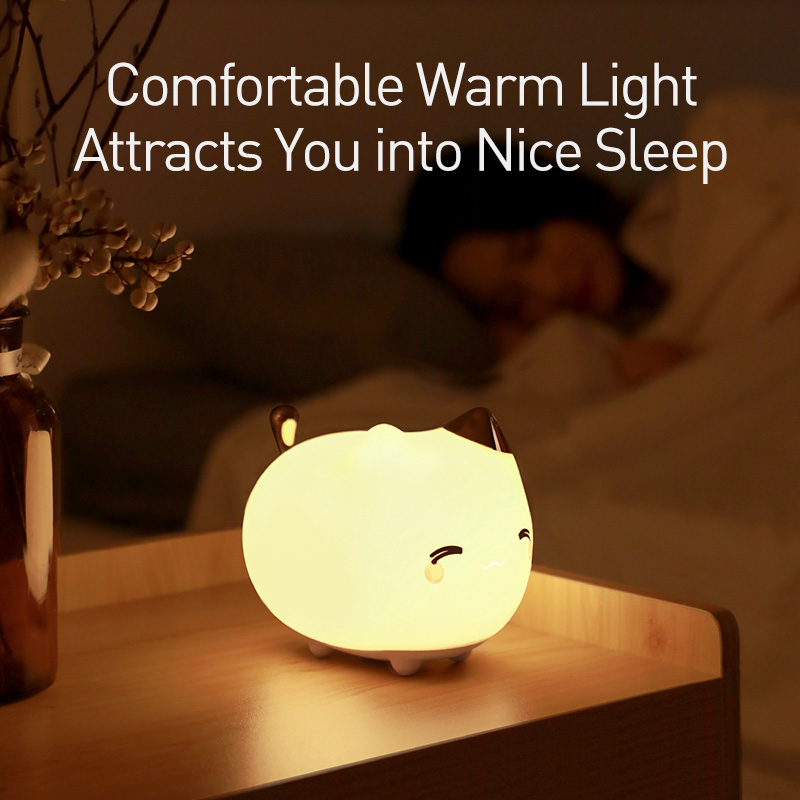 Baseus touch sensor led nattlampa silikon djurlampa för barn barn baby usb uppladdningsbar dimbar sovrumsbelysning