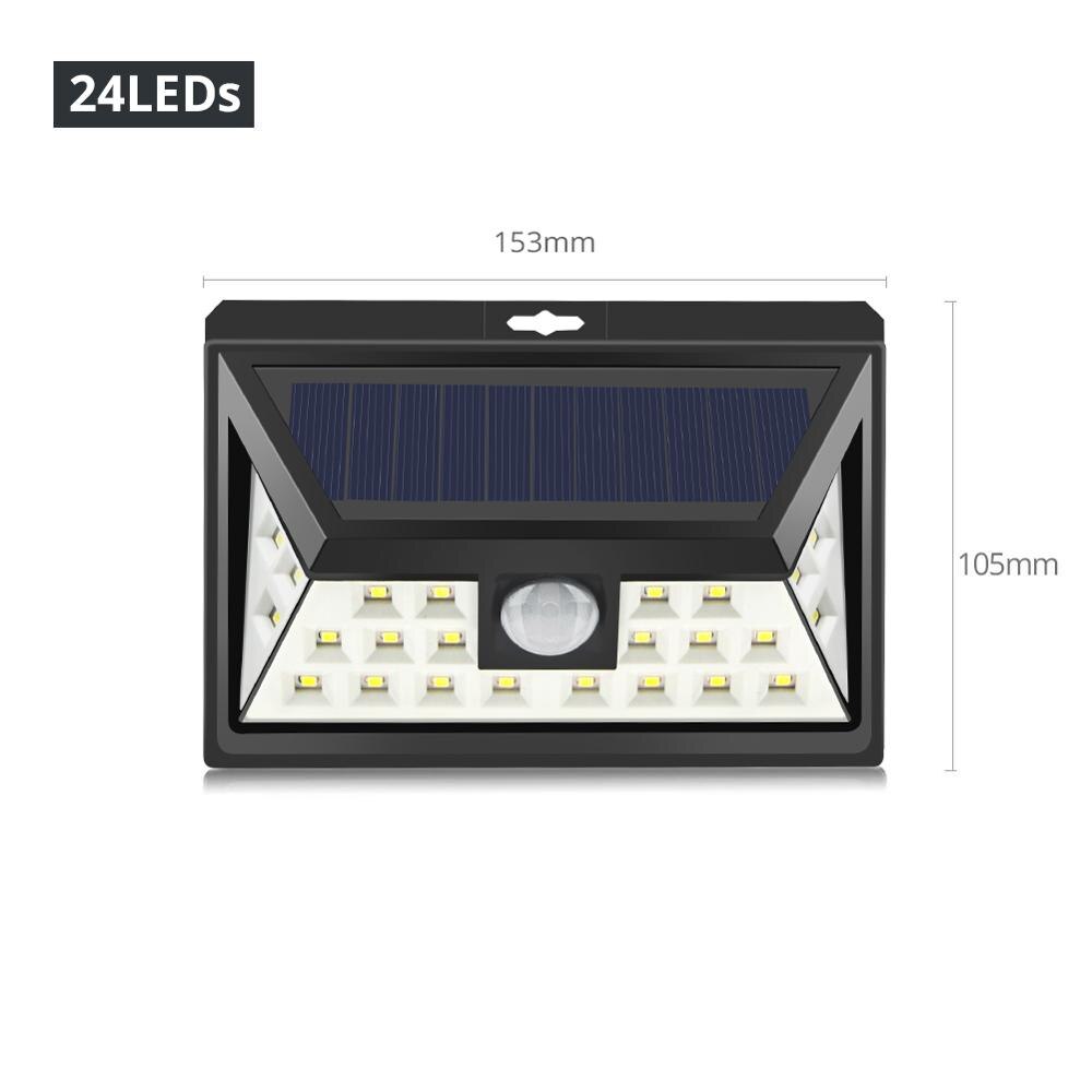 Farolas solares luz LED de jardín lámpara Solar Wireles Sensor de movimiento Iluminación para exteriores impermeable decoración lámpara de pared de seguridad: 24 LEDs 3MODE
