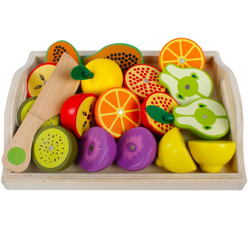 Montessori cut fruits and vegetables toys wooden classic game simulation kitchen series toys early education play house toy