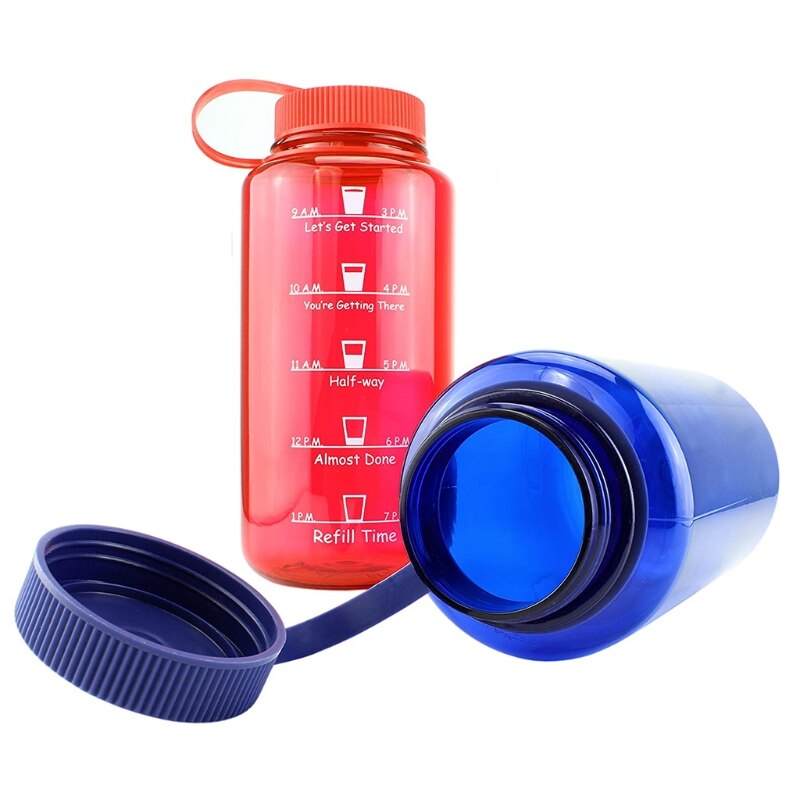 Sports Water Bottle Time Marker Tracker Goal 32oz/1000ml Large Volume Portable Drink Bottle BPA Free and Brand