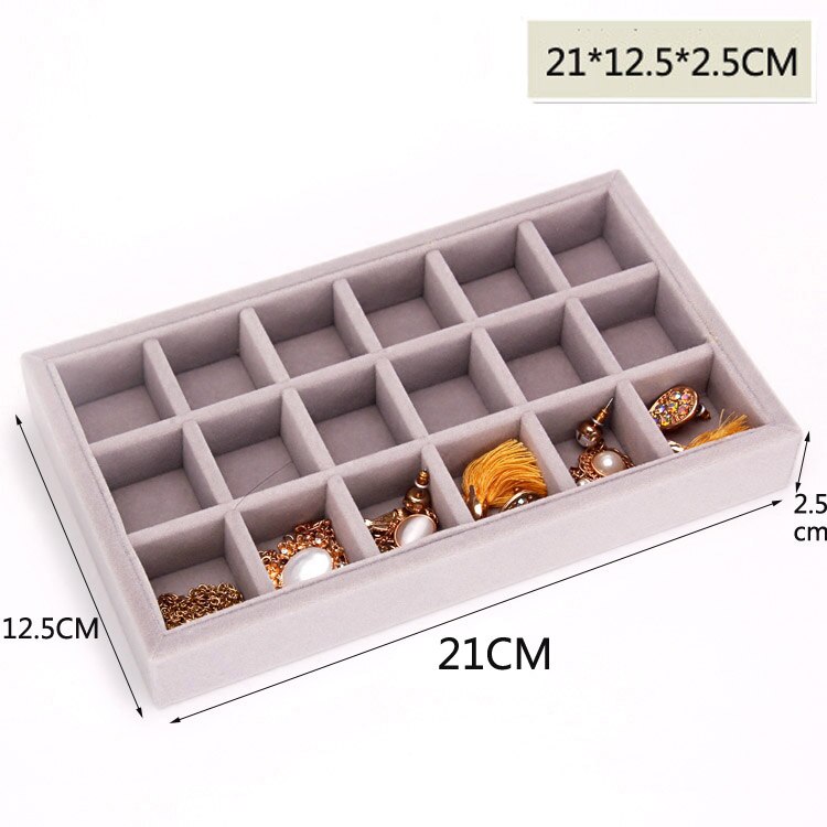 Drawer Jewelry Display Storage Tray Jewellery Organizer Box Earrings Holder Rings Packaging Watch Necklace Stand: M18GridsTray