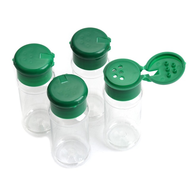 4 unids/set de plástico, sal, pimienta, aceite vinagre Cruet de la coctelera de barbacoa condimento puede botella transparente olla cocina Accesorios
