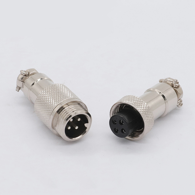 ZHQCN GX12 Industry M12 Welding Cable Wire Connector 5A 125V Power Connectors 2 3 4 5 6 7 Pin Threaded Coupling Solder Terminal: 4 Pin