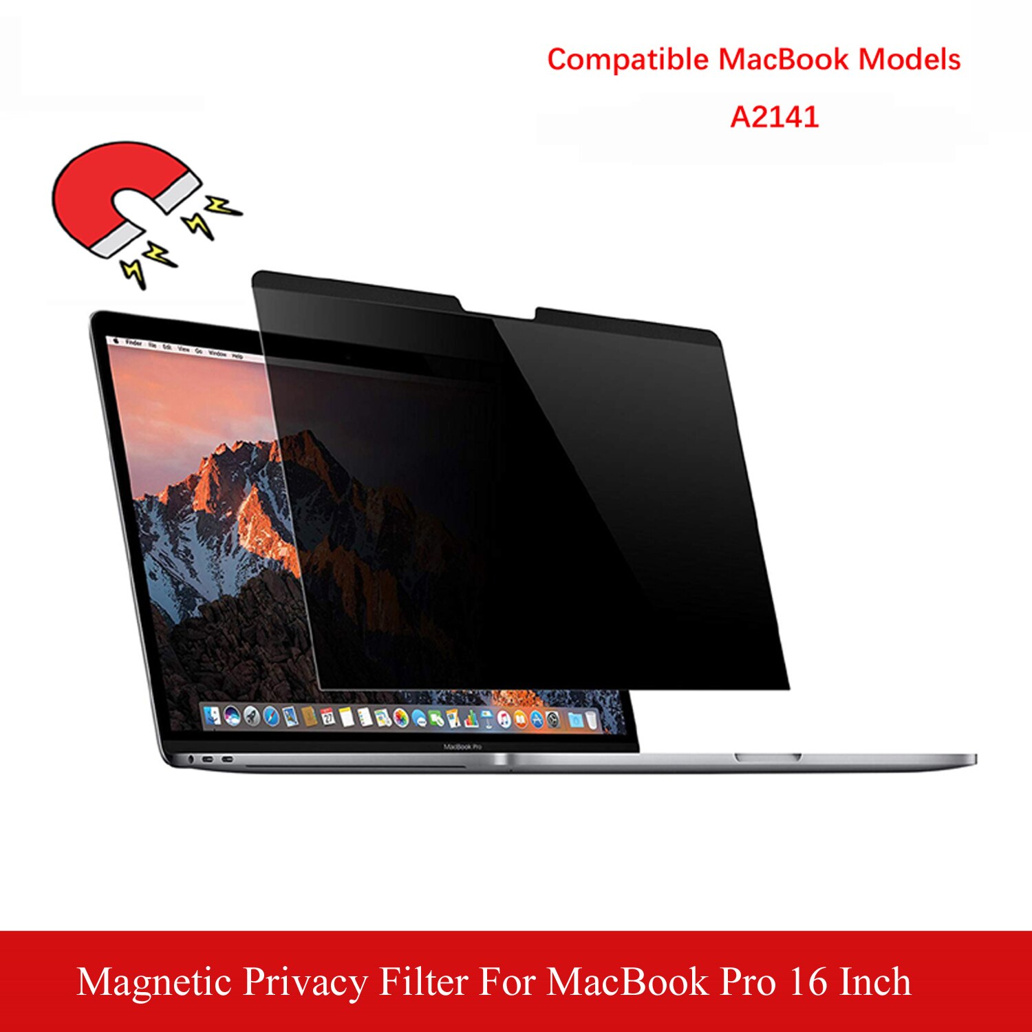 Magnetische Privacy Filter Laptop Anti-Glare Screen Protector Zwart Voor Macbook Pro 16 &quot;A2141