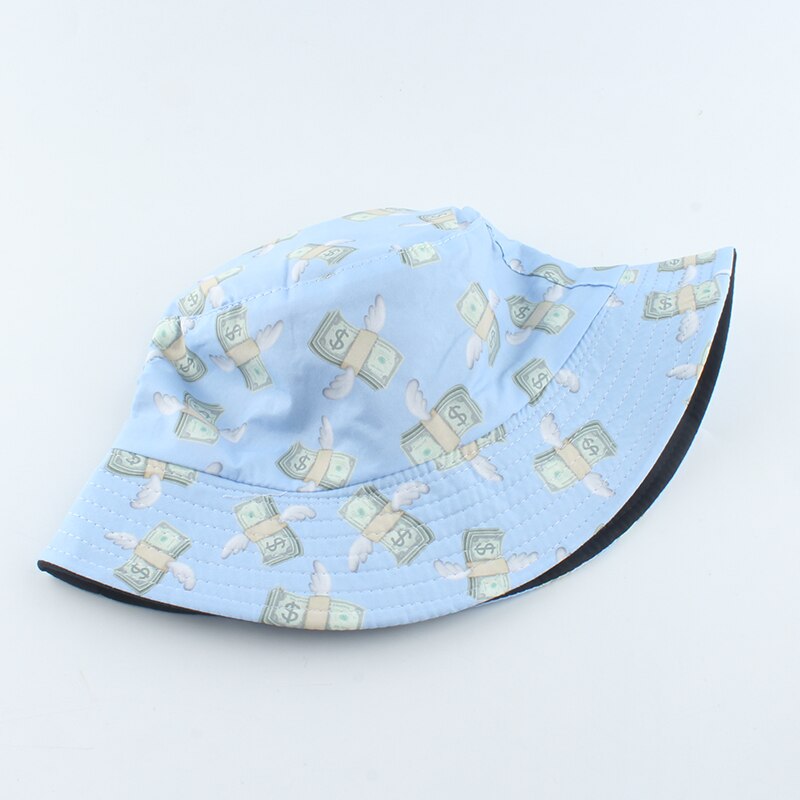 Dollar Print Omkeerbare Emmer Hoed Bob Chapeau Femme Visser Hoed Mannen Vissen Emmer Hoeden Outdoor Casquette