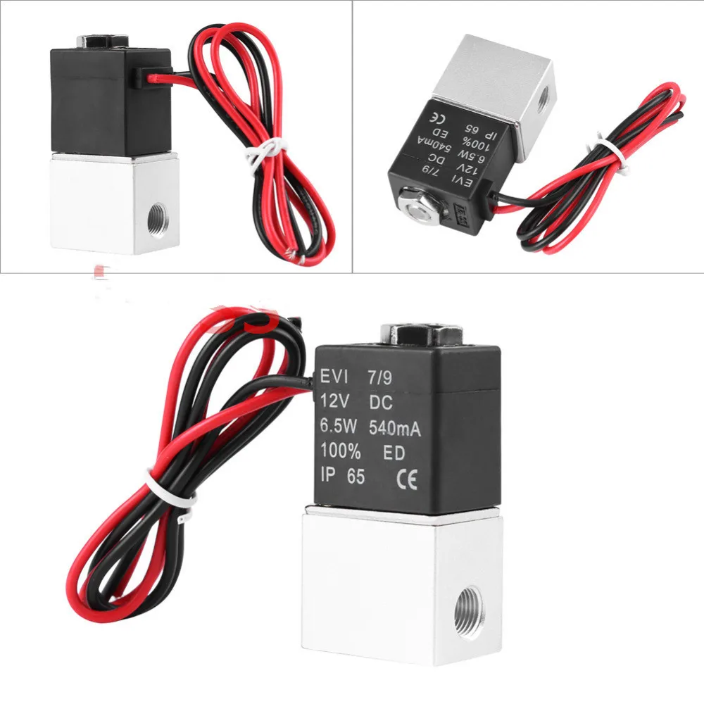 Dc 12V 24V solenoid valve 1/4"1/8"2 normally closed straight acting pneumatic valve